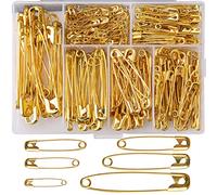 LUTER 250 Pieces 6 Sizes Safety Pins Large and Small Safety Pins Durable, Rust-Resistant for Art Craft Sewing Jewelry Making Home Office Use (Gold)