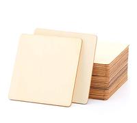 LUTER 28 Pieces 10 x 10 cm Wooden Square Unfinished Blank Slices Scrabble Tiles for Roller Coaster, Pyrography, Painting, Writing, Christmas Decoration and DIY Project
