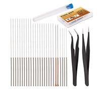 LUTER 28 Pieces 3D Printer Nozzle Cleaning Tool Kit 3D Extruder Nozzle Cleaners for 3D Printer including 26 Pieces 0.15mm, 0.25mm, 0.35mm, 0.4mm, 0.5mm Cleaning Needles 2 Pieces Tweezers