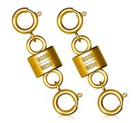 LUTER 2pcs 925 Magnetic Necklace Clasps and Closures, Double Buckle Sterling Silver Bracelet Clasp Converter Magnetic Jewelry Clasps Locking Magnetic Clasps for Jewelry Making Supplies (Gold)