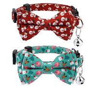 LUTER 2pcs Christmas Cat Collar with Bells and Bow Tie, Adjustable Cat Collar Breakaway Cute Christmas Themed Kitten Collar for Female and Male Cats Puppy