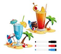 Luter 2PCS Fruit Drink Magnetic Window Magnets With 3PCS Paint Pens, Door Decorations For Refrigerator, Boat, Carnival
