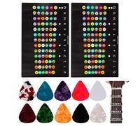 LUTER 2pcs Guitar Fingerboard Stickers and 10pcs Guitar Picks 6 Acoustic Guitar Strings Fingernote Stickers for Beginner