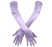 LUTER 2pcs Long Elbow Satin Gloves, 21 Inch Stretchy Long Gloves for Women - Purple