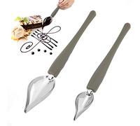 LUTER 2Pcs Precision Culinary Drawing Decorating Spoons, Stainless Steel Saucier Drizzle Spoons with Tapered Spout for Decorating Plates, Cake, Dessert (2 Sizes)