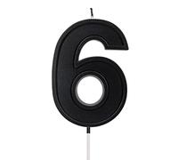 LUTER 3.94 Inches Oversized Birthday Candles Black Birthday Cake Candles Number Candles Cake Topper Decoration for Wedding Party Kids Adults, Number 6