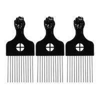 LUTER 3 Pack Afro Comb Hair Metal Pick Hairdressing Wig Braid Styling Tool Metal Combs for Women and Men Black