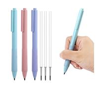 LUTER 3pcs Inkless Magic Pencil, Erasable Infinity Everlasting Pencil with 3 Replacement Refills Push-to-Compress Design Eternal Pencil for School Home Office(Blue-Green, Pink, Taro Purple)