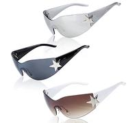LUTER 3pcs Rimless Sunglasses y2k, Fashion frameless sunglasses Rimless Shield Wrap Sunglasses Rimless Sunglasses for Man and Women (Dark Gray, Tea Yellow, Mercury)