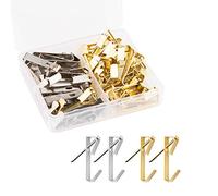 LUTER 40Pcs Picture Hooks with Nails, 30lbs Stainless Steel Picture Hangers Hooks on Wooden Drywall for Hanging Picture Photo Frame Mirror Clock House Decoration (Gold, Silver)