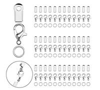 LUTER 450pcs Jewellery Bracelet Necklace Connector Includes 200pcs Clip Clasps 200pcs Jump Rings Lobster Clasps 50pcs for Jewelry DIY (Silver)