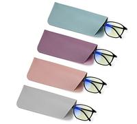 LUTER 4pcs Soft Glasses Cases, 7x3 Inch PU Leather Eyeglasses Case Soft Leather Sunglasses Sleeve Case Portable Thin Reading Glasses Pouch for Women Men Adults Kids (4 Colors)