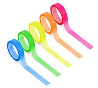 LUTER 5 Rolls Highlighter Tape, 0.3inch x 16.4ft Removable Neon Fluorescent Strips Transparent Marking Sticker Colored Tabs for Students Teachers Marking Books Reading (8mmx 5m, Fluorescent Color)