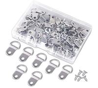 LUTER 50pcs D Ring Hangers, Heavy Duty D-Ring Picture Hangers Kit with 50pcs Screws Nickel Plated Picture Frame Wire Kit for Wall Decor Mirror Art Gallery, A33033, Silver
