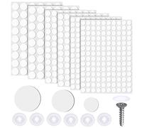 LUTER 580pcs Screw Cap Stickers and 120pcs Plastic Screw Cap Covers Screw Hole Caps and Self-adhesive Screw Hole Stickers for Wood Screws Furniture Cabinet (White)