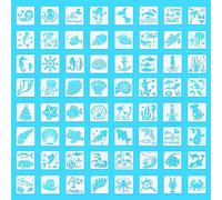LUTER 64pcs Ocean Stencils for Painting, 4 Inch Sea Beach Creatives, Reusable Drawing Stencils for DIY Crafts, Painting on Wood, Walls