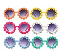 LUTER 6pcs Kids Flower Sunglasses, Colorful Daisy Sunglasses for Kids Round Flower Shape Sunglasses Kit for Girls (6 Colors)