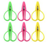 LUTER 6PCS Mini Scissors, Pink, Yellow, Green; Pointed Tip; Stainless Steel; Ambidextrous; Precision; 6 Count