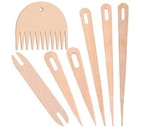 Luter 7Pcs Hand Loom Stick Set - DIY Handcrafts Tools: 5Pcs Wood Weaving Crochet Needle, Wooden Shuttle, Wood Weaving Comb for Knitting Crafts