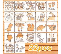 LUTER Baby Shower Stencils for Painting on Fabric, Onesies, Bibs, Bodysuits, Bags, Shirts, Shoes - 22 Pieces