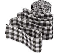 LUTER Black and White Plaid Hessian Ribbon for Gifts - Crafts for Home Wedding Decorations, Rustic Christmas Parties, 2.5 inches x 236 per