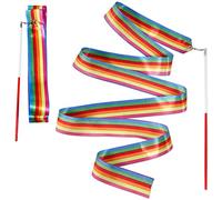 LUTER Dance Ribbon Rainbow, 2pcs 78.7 Inch Ribbons for Gymnastics Dance Ribbon with Ribbon Dancer Wand, Streamer On a Stick for Kids Girls Adults Dancing Training Birthday Party Favors