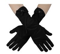 Luter Girls Princess Gloves, Fashionable Dress-up Bows, Comfortable Satin Long Finger Gloves for Kid Birthday Wedding Holiday Costume Party (Black)