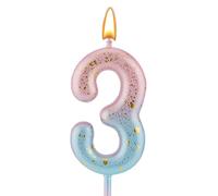 LUTER Gradient Birthday Number Letter Candle, Pink to Blue Gradient, 3 Pack