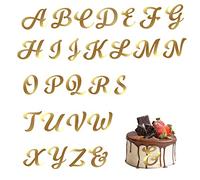 LUTER Letter Cake Toppers Gold, Cake Letters Decoration Acrylic Alphabet Cake Topper Personalized Name Cupcake Toppers with A-Z Letter Mirrored Gold Picks for Birthday Party Wedding Graduation Cake Su