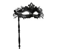 LUTER Masquerade Mask with Stick, Masquerade Mask Women Costume(Black)