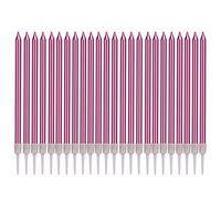 LUTER Metallic Birthday Candles in Gold Holders Rose Top Birthday Cake Candles Long Thin Cupcake Candles for Wedding Party Decoration (24 Pieces)