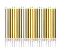 LUTER Metallic Candle Long Gold Candle Birthday Candles with Holder Cake Candles for Wedding Birthday Party Decoration (24 Pieces)