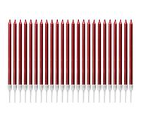 LUTER Metallic Candle Long Red Candle Birthday Candles with Holder Cake Candles for Wedding Birthday Party Decoration (24 Pieces)