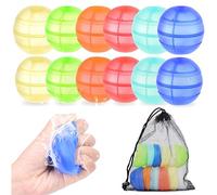 Luthando Water Bombs Reusable - Pack of 12 Water Bombs Self-Closing with Mesh Bag, Quick Water Injection Pool Toy Water Ball for Summer, Swimming Pool, Garden, Pool Party
