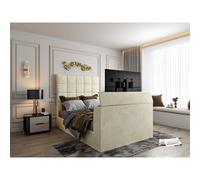 Luther Upholstered Cream Tv Bed Frame