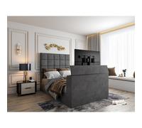 Luther Upholstered Grey Tv Bed Frame