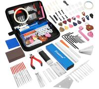 Luthier Tools Guitar Kit, Guitar Setup Tool Kit, Guitar Repairing Maintenance Tool Kit with Fret Leveling Beam Files Ruler Gauge Measuring Tool Wrenches Picks Bridge Pins, Gift for Music Enthusiast