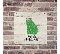lutieger Hanging Farmhouse Metal Tin Sign Georgia Signs Our First Christmas in City/State Garden Cabin Terrace Wall Décor 12x12in