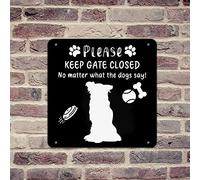 lutieger Keep Gate Closed Sign Metal Tin Signs No Trespassing Sign Indoor Outdoor Decorations UV Printed for Front Door Porch Living Room Fade Resistance Metal Retro Wall Art 12x12in