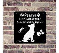 lutieger Please Keep Gate Closed Metal Tin Signs Warning Safety Sign Inside Outside Decorations UV Printed for Garden Carbon Bar Fade Resistance Aluminum Rust-Style Plaque Sign 12x12in