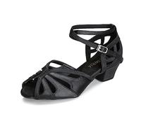 LUTIWRM Ballroom Dance Shoes Women Low Heel Latin Salsa Swing Practice Dancing Shoes Comfortable Dance Cuban Heel 1.5inch, Black-1.5inch Heels, 5.5 UK