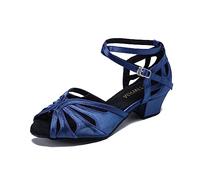 LUTIWRM Ballroom Dance Shoes Women Low Heel Latin Salsa Swing Practice Dancing Shoes Comfortable Dance Cuban Heel 1.5inch, Navyblue-1.5inch Heels, 9.5