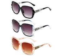 Lutonglenss Oversized Bifocal Sunglasses For Women Classic Reading Sunglasses 3 Pack UV400 Sun Readers Glasses Metal Spring, 3 Mix, 2.00