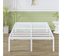 Lutown-Teen High White Small Double Bed Frame 4ft with Rounded Corners, Heavy Duty Metal Bed Frames with Steel Slats, 3/4 Bed 46 cm High, Ample