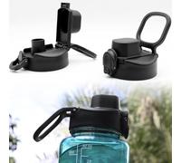 LUTQ 2 Pack Auto Flip Lid Replacement for Nalgene 32 oz 53mm Wide Mouth Bottles, 32 oz Wide Mouth Lid for Nalgene Accessories, Replacement Cap with Handle, Black