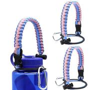 LUTQ 2 Packs Cap Strap for 32oz/53mm Wide Mouth Bottles - Durable Strap with Aluminum Alloy Safety Buckle - Handle Compatible with Nalgene - Pinky Blue