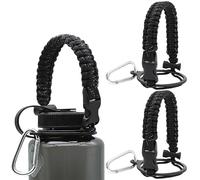 LUTQ 2 Packs Cap Strap for 32oz Wide Mouth Nalgene Bottles - Durable Paracord Strap with Aluminum Alloy Safety Buckle - Handle Compatible with Nalgene - Nocturnal Black