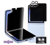 Lutree For Samsung Galaxy Z Flip 6 5G/Z Flip6 5G for Tempered Glass Privacy Screen, 1+1 + 1 Piece Inner TPU Privacy Screen Protector + Back Anti-Spy Protective Glass + Camera Protection, HD Anti-Spy
