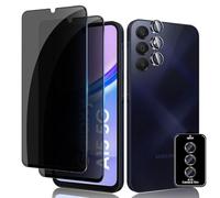 Lutree Tempered Glass Screen Protector for Samsung Galaxy A15 5G/4G Privacy Screen Protector, 2+1 Anti-Spy Protective Glass + Camera Protection Tempered Glass Film, 9H Hardness HD Anti-Scratch Privacy