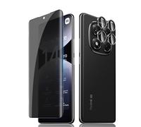 Lutree Tempered Glass Screen Protector for Xiaomi Redmi Note 14 Pro 5G / Poco X7 5G for Tempered Glass Privacy Screen Protector, 1 + 1 Piece 3D Anti-Spy Protective Glass + Camera Protection Film